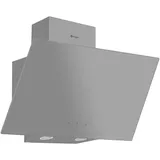 Wiggo Dunstabzugshaube 60cm kopffrei I Abluft Umluft Dunstabzug 300m3/h - LED Touch-Display 3 Stufen I Schräghaube inkl. Fettfilter & 2x Kohlefilter I Abzugshaube mit Glasfront grau