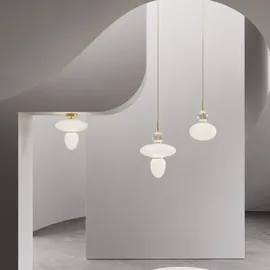 nuura aps Rizzatto 43 Pendelleuchte Opal/Satin Brass - Wohnzimmer