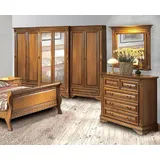 JV Möbel Schlafzimmer Möbel Kleiderschrank, Stilvoller Kommode mit Spiegel, Set 3tlg