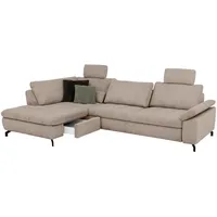Beldomo Style Ecksofa Sense, Hellbraun, Textil, 3-Sitzer, Ottomane links, Eckteil, L-Form, 291x197 cm, Goldenes M, Typenauswahl, Fußauswahl, Stoffauswahl, seitenverkehrt erhältlich, individuell planbar, Wohnzimmer, Sofas & Couches, Wohnlandschaften, Ecksofas