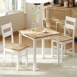 Homcom Esstisch 69 x 69 cm Esszimmerstühle 2er Set Küchentisch für 2-4 Personen Küchenstuhl mit Rückenlehne, aus Holz, für kleine Raum, Küche, Esszimmer Eiche