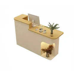 Rezeption Theke Bar Empfangstheke empfangstisch Counter Kassentisch Holzoptik und Beige 220cm L