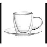 Morleos Pizzaschieber Thermoglas Espresso Tee doppelwandiges Glas Triest 80 ml, 2er Set
