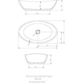 Hoesch Namur Aufsatzwaschtisch 60 x 35 cm 4411.010