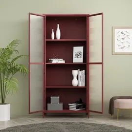 [en.casa] Vitrine Säkylä 180 x 80 x 35 cm Bordeauxrot