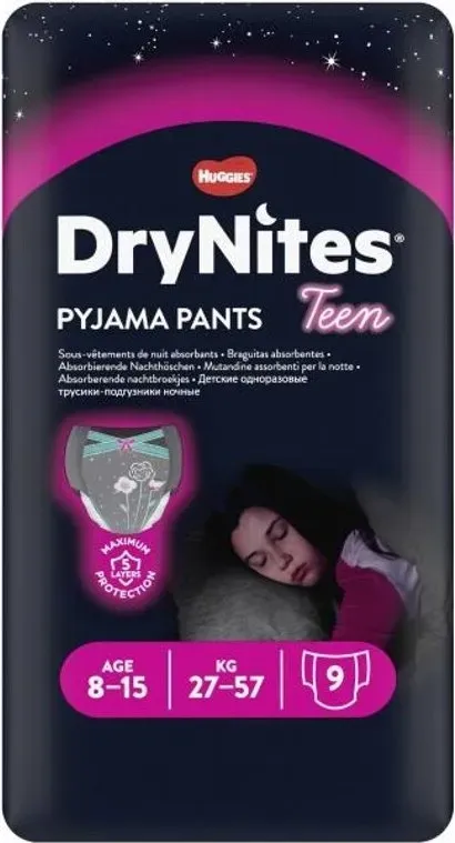 Huggies DryNites Pyjama-Hosen - Mädchen - 8-15 Jahre (27-57 kg) - 9 Stück