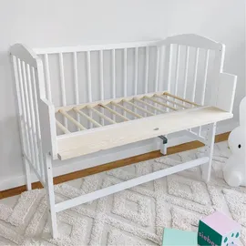 Kids Collective Babybett Beistellbett 90x40 cm mit Matratze, umbaubar zu 90x55 cm, 9 mal verstellbare Liegehöhe, auch als Babywippe nutzbar, Kiefer-Vollholz in weiß