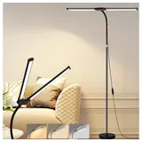 Lapamax LED Stehlampe Höhenverstellbar LED Leselampe Dimmbar Doppelkopf Stehlampe 3 Farbmodi, 10 Helligkeiten, Bogenlampe Augenschutz Stehleuchte Schwanenhals Standleuchten Ecklampe schwarz