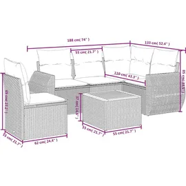 vidaXL Garten-Lounge-Set 6-tlg. grau
