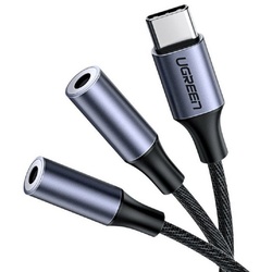 UGREEN »Kabel Kopfhörer Splitter USB Typ C - 2x 3,5 mm Miniklinke« Audio-Adapter grau