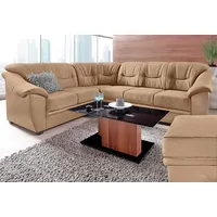 Ecksofa SIT & MORE "Savona L-Form", braun (café), B:262cm H:90cm T:212cm, PRIMABELLE-Microfaser (100% Polyester), SOFTLUX/Struktur (Korpus in Kunstleder, Sitz und Rücken in Strukturstoff aus 75% Polyester und 25% Viskose), Kunstleder SOFTLUX, NaturLEDER (echtes Rindsleder), Korpus in Kunstleder SOFTLUX, Sofas, wahlweise mit Bettfunktion, inklusive Federkern, frei im Raum stellbar