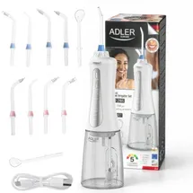 Adler AD 2185 Munddusche Weiß 350ml 5 Modi 10 Aufsätze USB-C 1800mAh