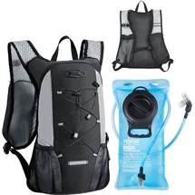 Vevor Trinkrucksack 8 L isolierter Rucksack mit 2 L TPU-Wasserblase Laufrucksack Wanderrucksäcke für Radfahren Laufen Ausflug Schwarz, Hydro-Wasser-Tagesrucksack für Männer und Frauen