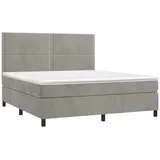 vidaXL Boxspringbett mit Matratze & LED Hellgrau 180x200 cm Samt