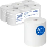 Scott Control Rollenhandtücher, 6 x 300m Weiß, 1-lagige Rollen