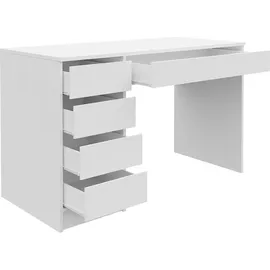 Mirjan24 Schreibtisch Ada, 5 Universale Schubladen Schülerschreibtisch Computertisch Kinderschreibtisch Arbeitstisch PC-Tisch Jugendzimmer Kinderzimmer (Weiß)
