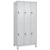 C+P Classic Plus Doppel-Garderobenschrank 195x90x50 cm grau
