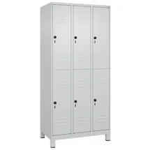 C+P Classic Plus Doppel-Garderobenschrank 195x90x50 cm grau