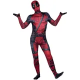 Marvel Deadpool Offizielles Zentai-Kostüm für Erwachsene – Deluxe-Zwei-Wege-Stretch-Spandex mit unsichtbaren Reißverschlüssen und Handgelenköffnungen für zusätzlichen Komfort – groß, mehrfarbig