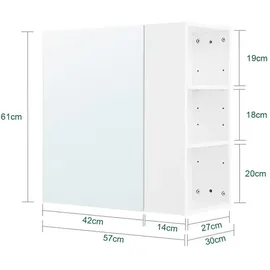 SoBuy BZR184 57 cm weiß