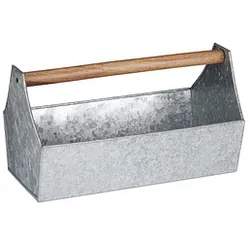 relaxdays Blumenkasten Metall silber rechteckig 36,0 x 20,0 cm