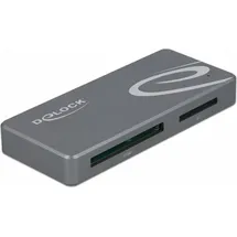 DeLock Card Reader Extern 91754 USB-A/C für CF und SD USB Speicherkartenlesegerät, Grau