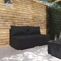 The Living Store 2-tlg. Garten-Lounge-Set mit Kissen Poly Rattan Schwarz - Schwarz