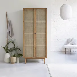 Tikamoon Schrank Pinienholz/Rattangeflecht 200 cm beige