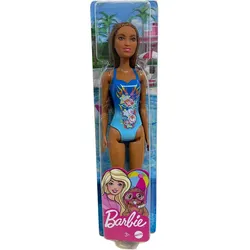 Barbie Anziehpuppe Barbie Beach Puppe Strandpuppe Modepuppe (Spielpuppe, 1-tlg., mit blauem Badeanzug), bewegliche Arme und Beine