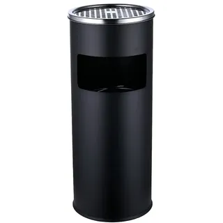 Relaxdays Standaschenbecher mit Inneneimer, 17 l Rauchersäule Hxd: 60,5x24 cm, Eisen, schwarz/silber