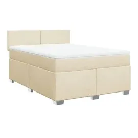 vidaXL Boxspringbett mit Matratze Creme 140x200 cm Stoff