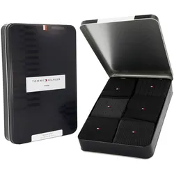 Socken TOMMY HILFIGER "TH MEN SOCK 6P TIN GIFTBOX BIRDSEYE", Herren, Gr. 39-42, schwarz, Baumwollmischung, unifarben, normal, Socken, Geschenkbox, ideal zum Verschenken, Baumwoll-Stretch