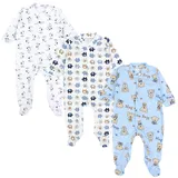 TupTam Baby Jungen Schlafstrampler Langarm Strampler Schlafanzug mit Fuß 3er Pack, Farbe: Farbenmix 3, Größe: 56 - 56