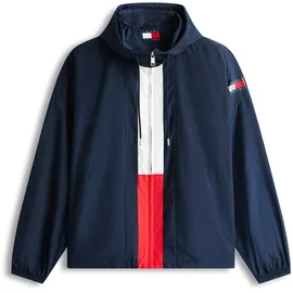 Tommy Hilfiger Windbreaker TOMMY JEANS "CHICAGO FLAG", Herren, Gr. XXL, schwarz night navy, Web, Obermaterial: 100% Polyester, unifarben, regular fit normal, Rundhals, eingesetzt elastischer Bund, Jacken Windbreaker, Regular fit mit Kapuze
