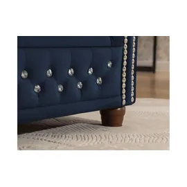 S-Style Eckcouch Samt 2-Sitzer Blau