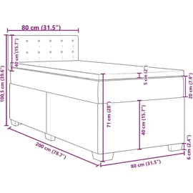 vidaXL Boxspringbett 80 x 200 cm Grau