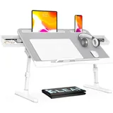 KLEAR Laptoptisch für Bett, Verstellbarer Laptoptisch mit Höhen und Winkeln, Faltbarer, tragbarer Laptoptisch, Laptoptisch zum Essen, Arbeiten, Schreiben, Spielen, Zeichnen (XL, Grau)