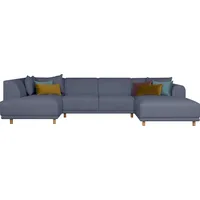 Wohnlandschaft OTTO HOME "Maroon U-Form", blau, B:358cm H:82cm T:192cm, Struktur grob ( 100% POLYPROPYLEN;Struktur fein ( 100% Polyester);Struktur (100% Polyester), Sofas, Wohnlandschaft, in skandinavischem Design, mit losen Kissen