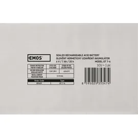 EMOS Wartungsfreier Bleiakku 6V, 7 Ah, Faston 4,7 mm, Bleiakkumulator für Alarmsysteme, Brandmeldetechnik, USV-Geräte, B9659