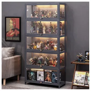 XBDLYQBD glasvitrine stehend -Sammlervitrine - Hängevitrine - Wandregal - Glasvitrine - Wandvitrine - Hängeregal - Schaukasten 80x32x172cm