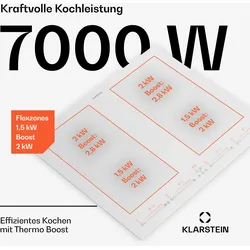 Klarstein Masterzone 60 Flex Induktionskochfeld Einbau 4 Flex-Zonen ThermoBoost Smart Technology 9600 Watt Weiß