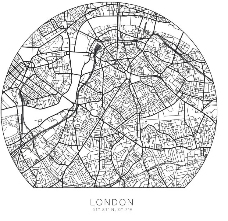 Wall-Art Wandtattoo »London Stadtplan selbstklebend«, (1 St.), selbstklebend, entfernbar Wall-Art schwarz