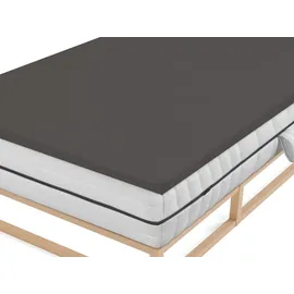 biberna 0077641 Jersey-Elastic-Topper 90 x 190 - 100 x 220 cm dunkelgrau