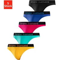 bruno banani String (Packung, 5% St.), mit Streifen Logo Webbund Gr. L, blau, pink, mint, gelb, schwarz, , 35626518-L