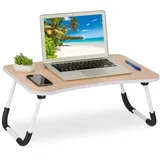 Relaxdays Laptoptisch in Holzoptik Weiß,Hellbraun,Schwarz