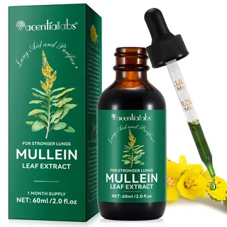 Mullein Tropfen, Mullein Leaf Extract Drops, Königskerzenblatt tropfen, Bio Königskerzen Extrakt zur Lungenreinigung, Königskerzen Tropfen mit Chlorophyll, Alkohol-frei, 60ml