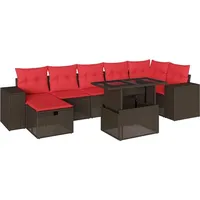 vidaXL 8-teiliges Gartensofa-Set mit Kissen, braun, Polyrattan - Braun