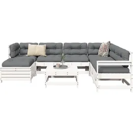 vidaXL Garten-Sofagarnitur 8-tlg. Loungeset weiß