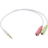InLine Headset Adapterkabel, 3,5mm Stecker an 2x3,5mm Buchse, weiß,