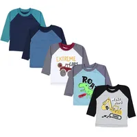 TupTam Baby Jungen Langarmshirt Gestreift 5er Set, Farbe: Bagger
